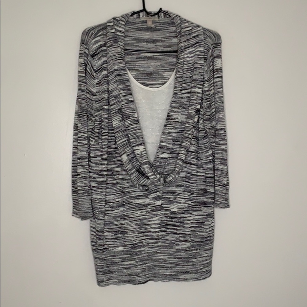 Roz & Ali Drape front layered stretch pullover top plus 2XL